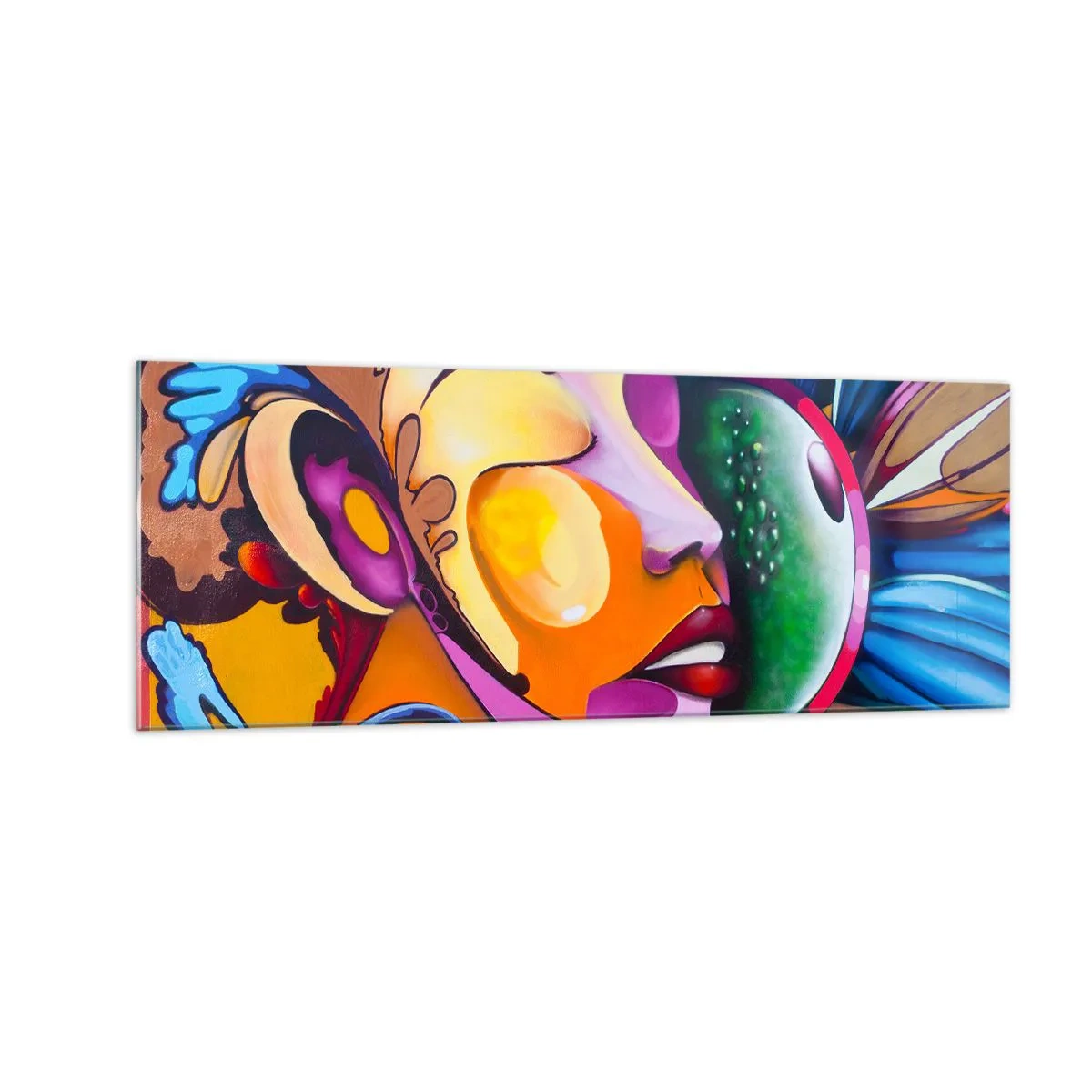 Glastavla - Bild på glas - Känna på med färg - 140x50 cm