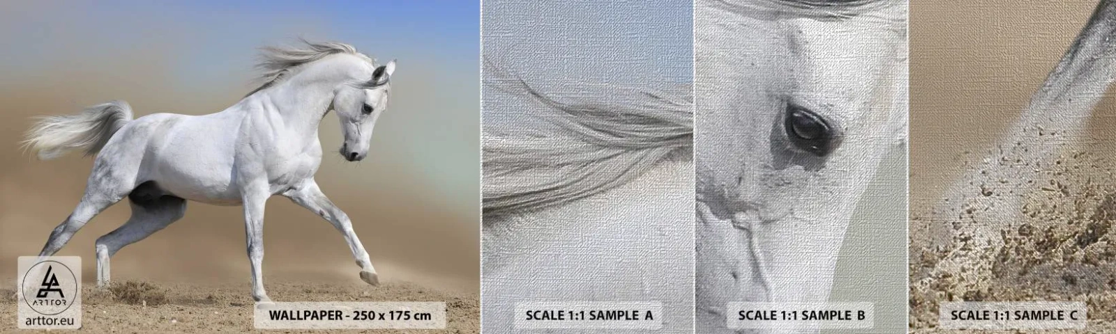 Provbit av fototapet Premium Canvas - Den vackraste arabiska sagan - Häst, Djur, Galopp - 100x30 cm