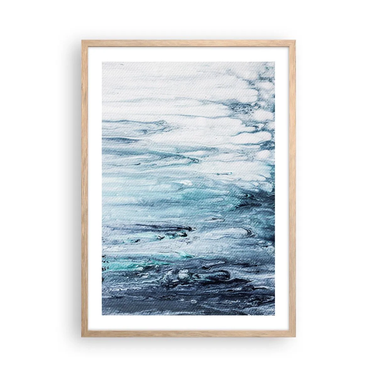 Affisch i ram av ljusek - Blåa istappar - 50x70 cm