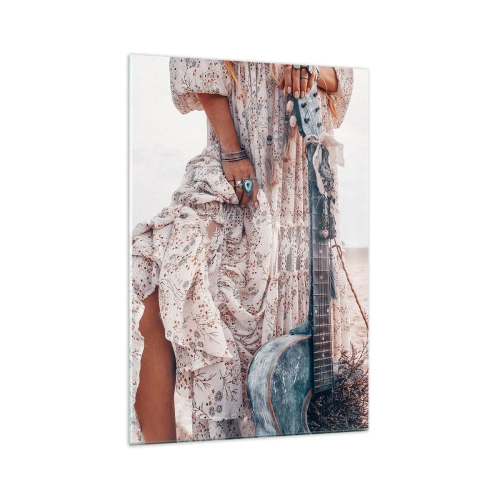 Glastavla - Bild på glas - Flower power på väg - 70x100 cm