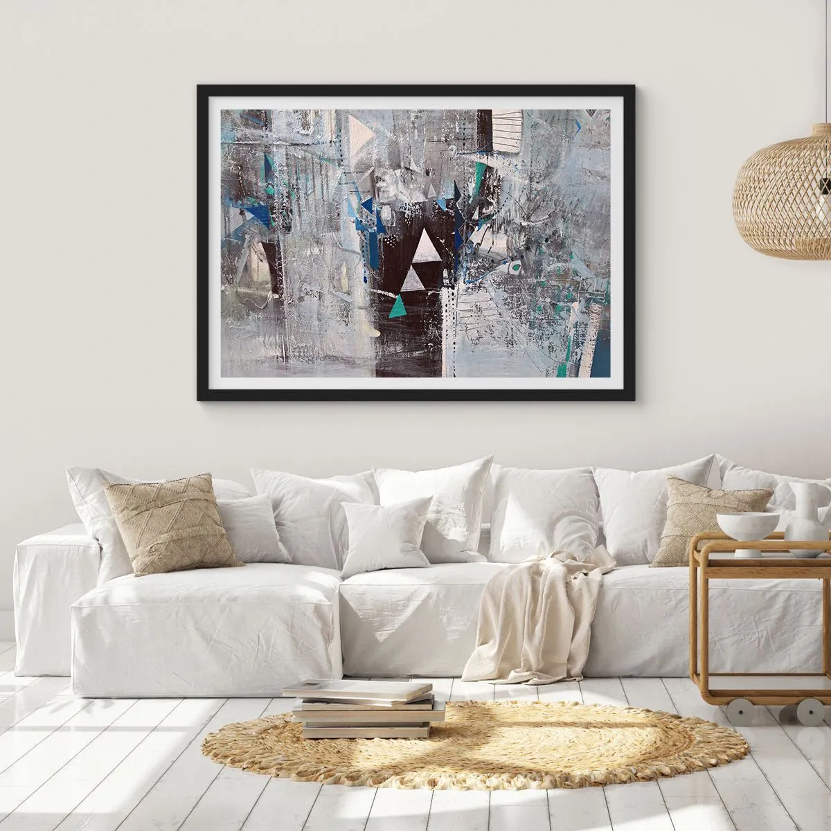 Affisch i svart ram - Trianglarnas överordnade ordning - 100x70 cm