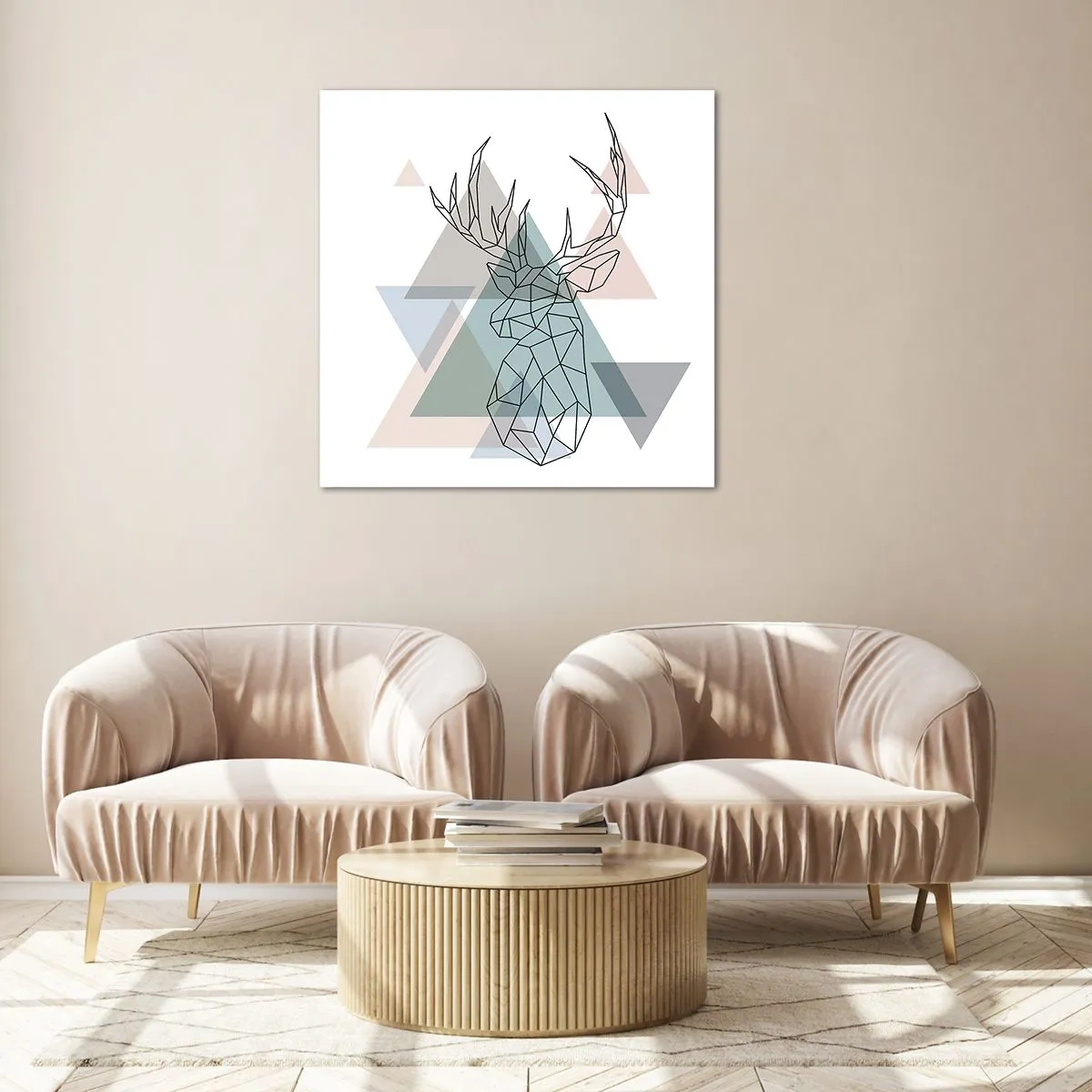 Glastavla - Bild på glas - I en geometrisk skog - 60x60 cm