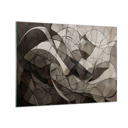Glastavla - Bild på glas - En abstrakt komposition av organiska linjer i jordnära toner. - 70x50cm - Cirkulation av jordens färger - Modern väggdekoration för vardagsrum och sovrum ARTTOR