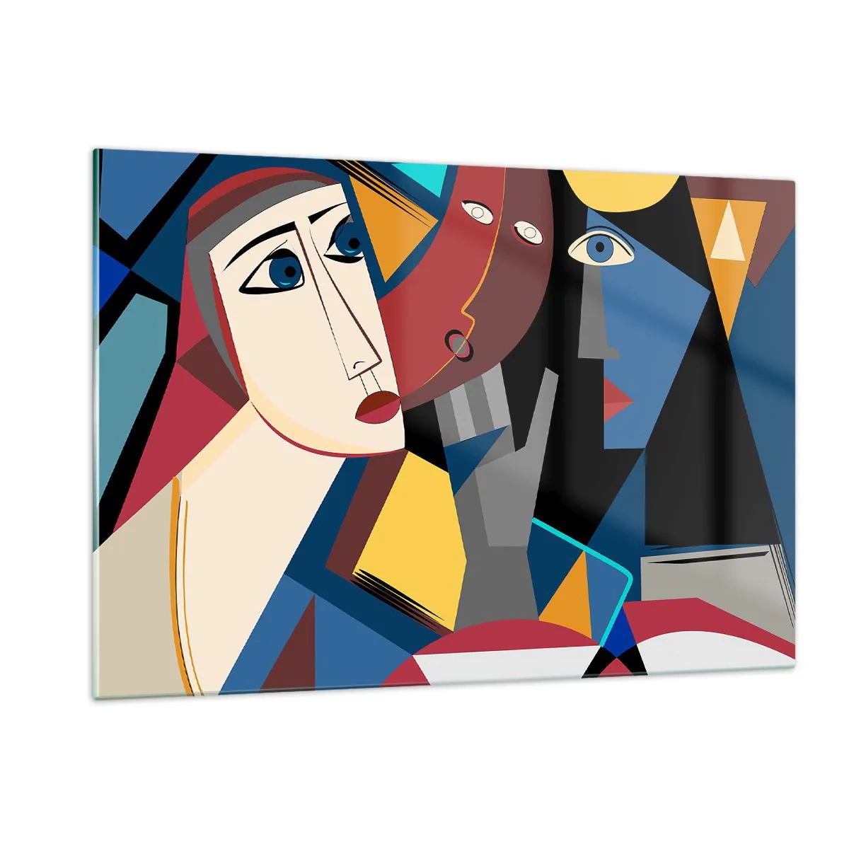 Glastavla - Bild på glas - Kubistiskt samtal - 120x80 cm