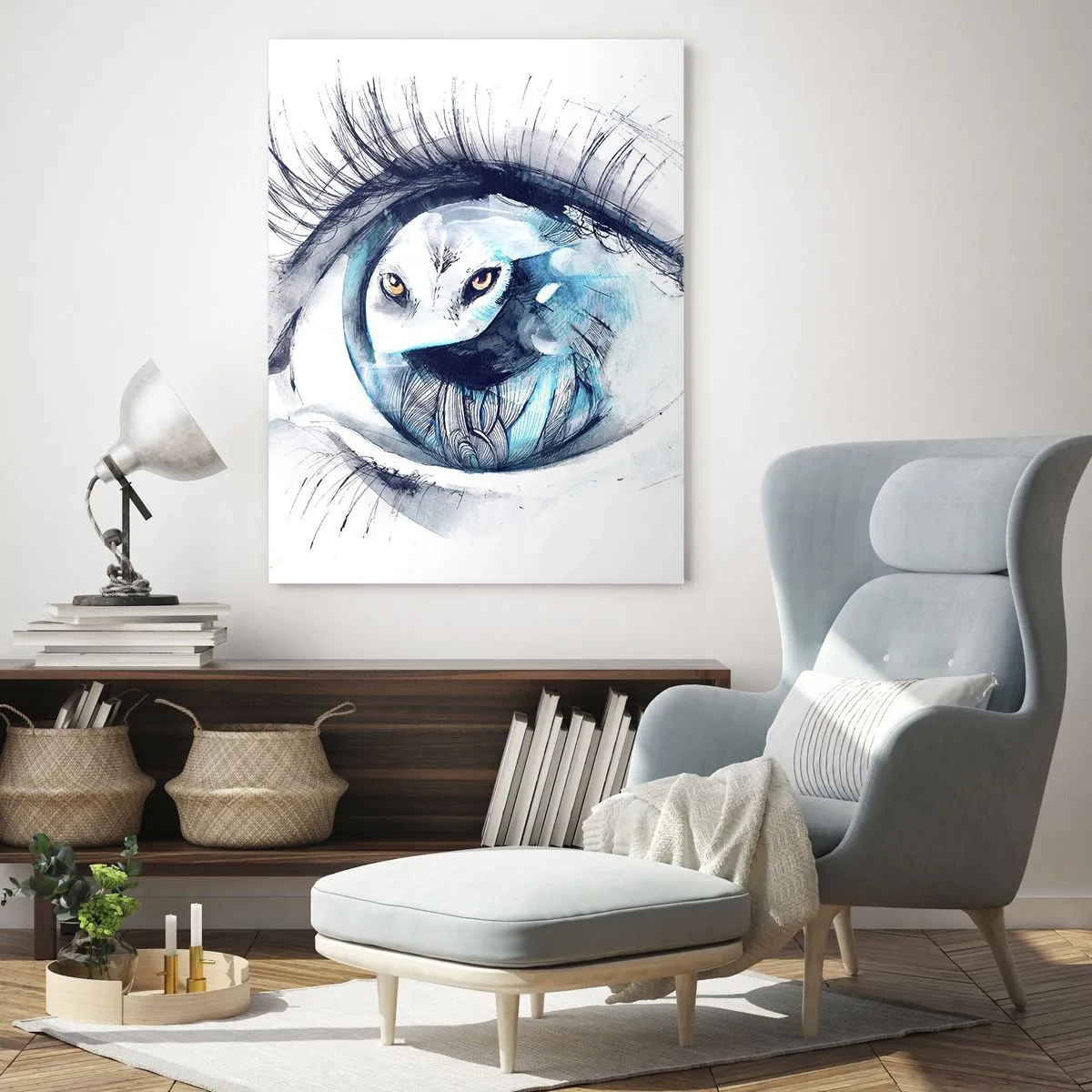 Glastavla - Bild på glas - Öga mot öga med det vilda - 50x70 cm