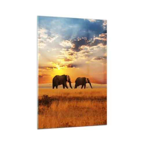 Glastavla - Bild på glas - Familjepromenad - 70x100 cm