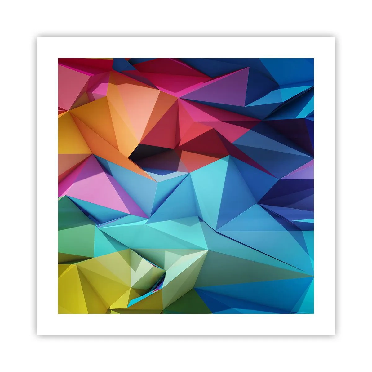 Affisch - Regnbågsorigami - 50x50 cm