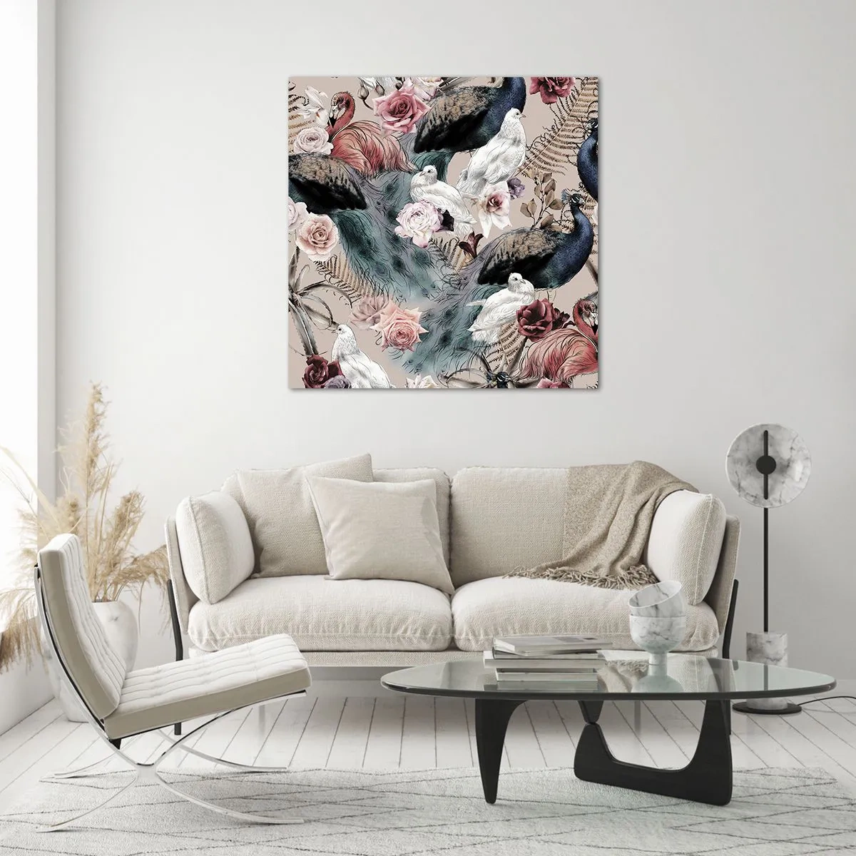 Glastavla - Bild på glas - I palatsträdgården - 40x40 cm