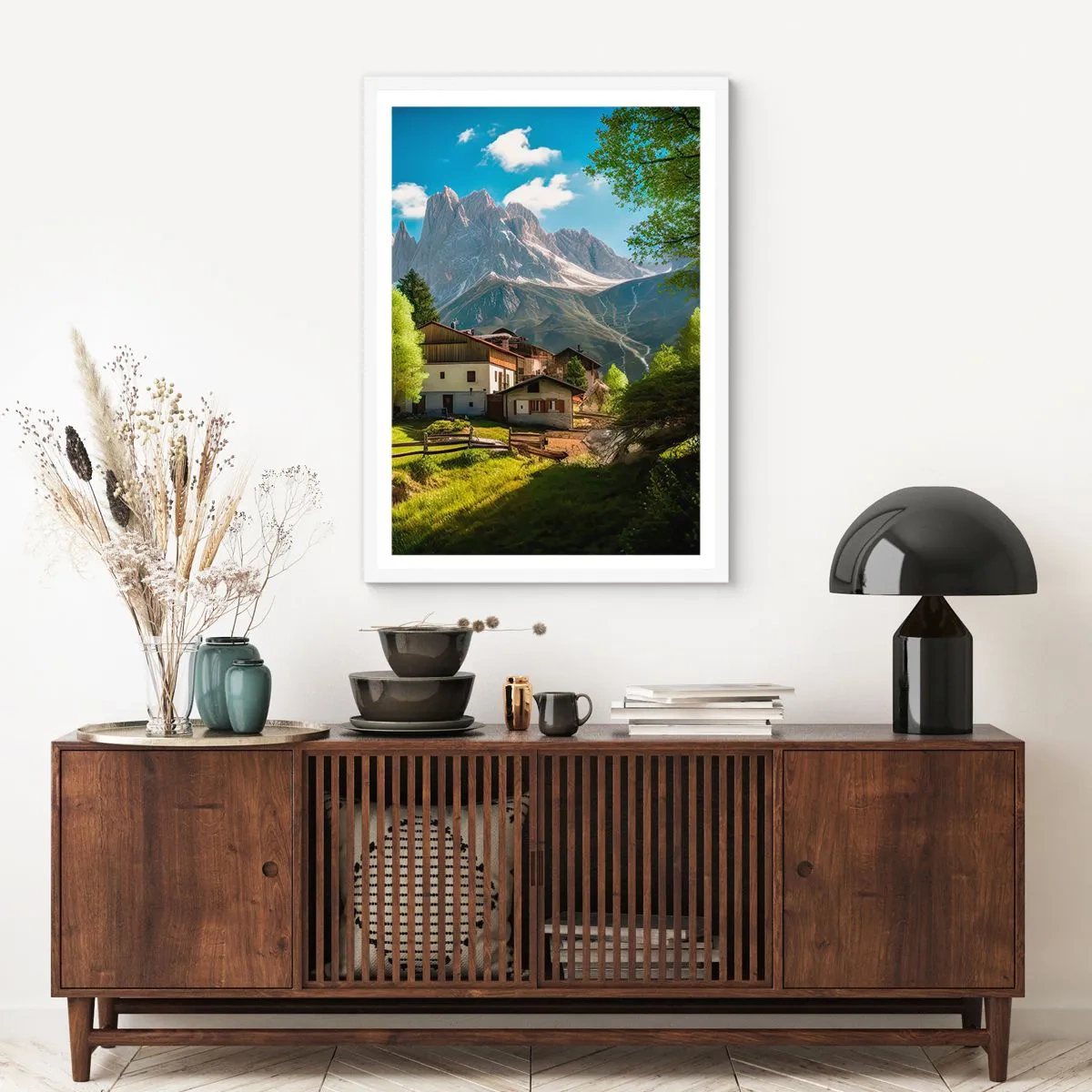 Affisch i vit ram - Alpin idyll - 30x40 cm