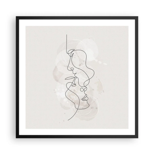 Affisch i svart ram - Tilltrasslade i famn - 60x60 cm