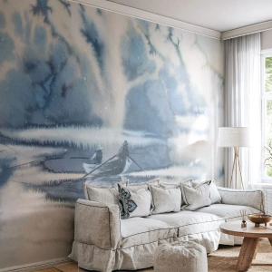 Fototapet Standard Eco - Sportfiskare i sitt paradis - Abstraktion, Sjö, Fiske - 300x210 cm