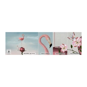 Provbit av fototapet Premium Canvas - Basketbollens allegori - Abstraktion, Flamingo, Fågel - 100x30 cm