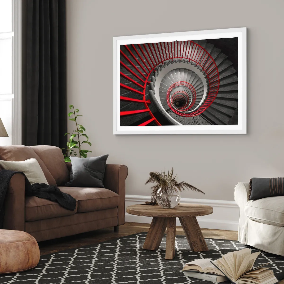 Affisch i vit ram - Arkitektoniska spel - 100x70 cm