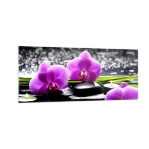 Glastavla - Bild på glas - Drunkna i tystnad och lugn - 100x40 cm