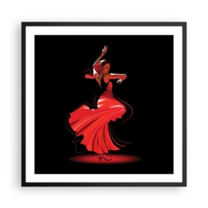 Affisch i svart ram - Flamencos brinnande anda - 60x60 cm