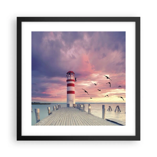 Affisch i svart ram - Dags att bege sig till hamnen - 40x40 cm