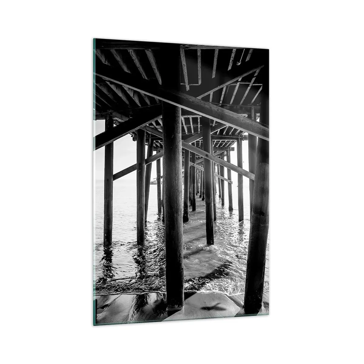 Glastavla - Bild på glas - Gömställe på stranden - 70x100 cm