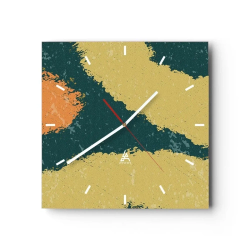 Väggklocka - Klocka på glas - Abstraktion - i slow motion - 40x40 cm