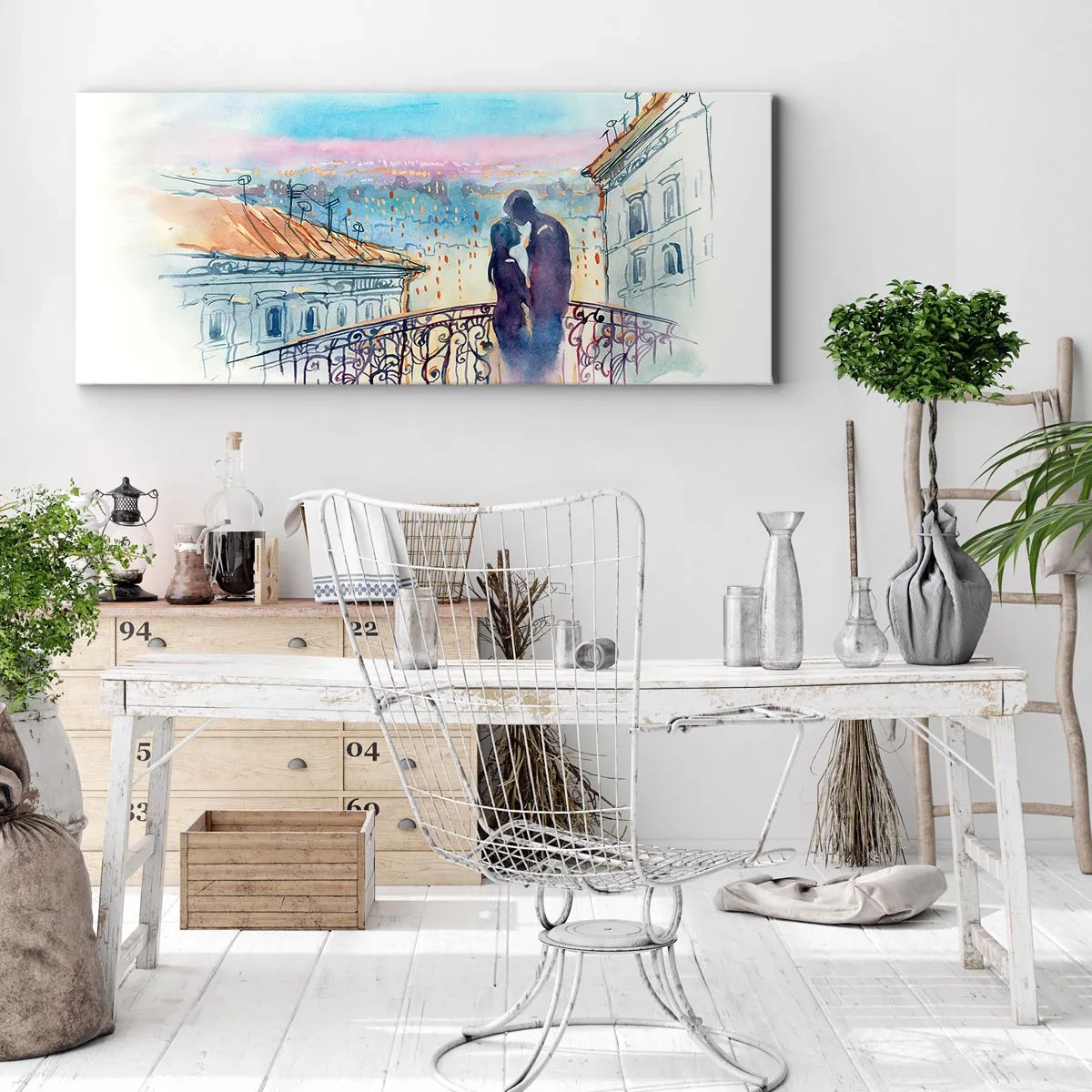 Canvastavla - Bild på duk - Älskare i Paris - 100x40 cm