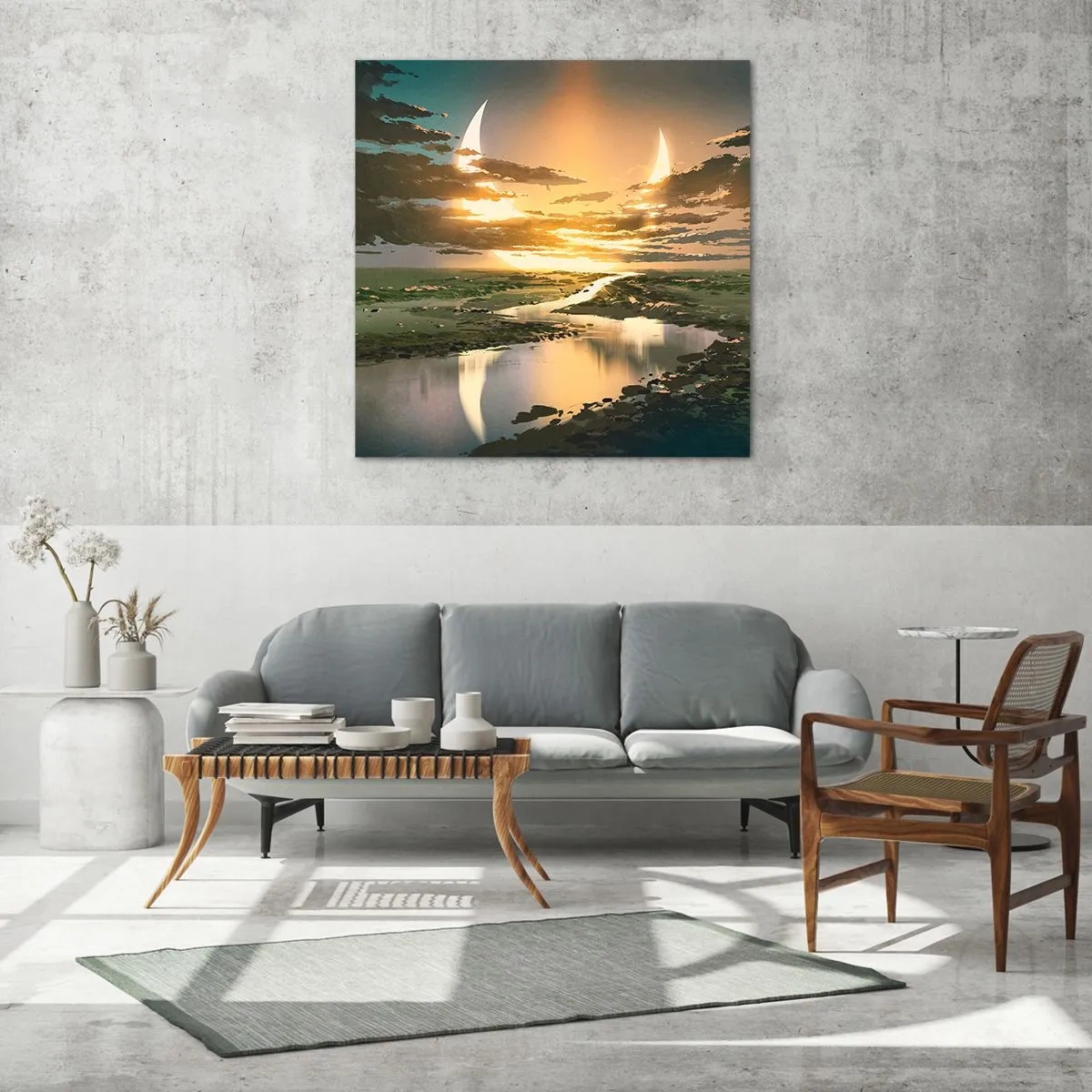 Glastavla - Bild på glas - Någonstans i en avlägsen galax - 70x70 cm