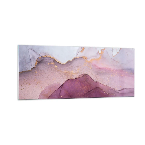 Glastavla - Bild på glas - Lila och violett vågor - 100x40 cm