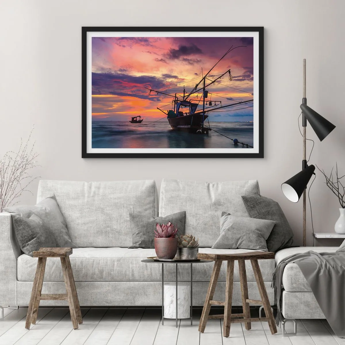 Affisch i svart ram - Exotisk kväll - 100x70 cm