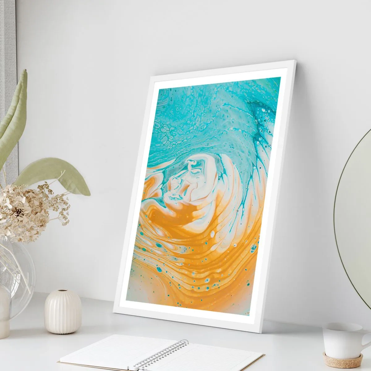 Affisch i vit ram - Pastellfärgad virvel - 61x91 cm