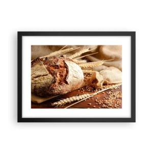 Affisch i svart ram - Aptitlig, doftande, knaprig - 40x30 cm