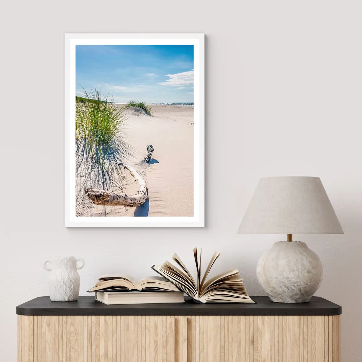 Affisch i vit ram - Vackrast? Östersjöstrand - 50x70 cm