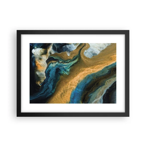 Affisch i svart ram - Blå – gul – ömsesidiga influenser - 40x30 cm