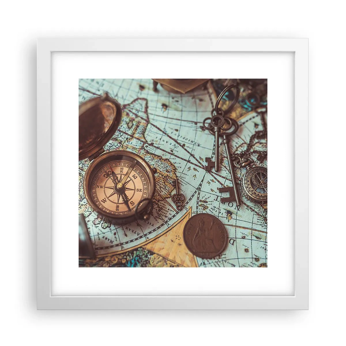 Affisch i vit ram - För äventyrare - 30x30 cm