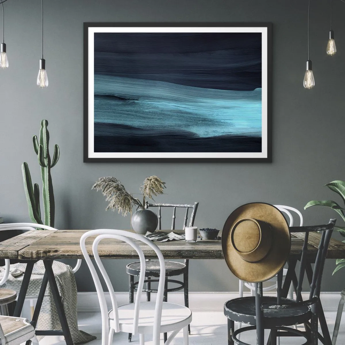 Affisch i svart ram - Flyt med strömmen - 70x50 cm