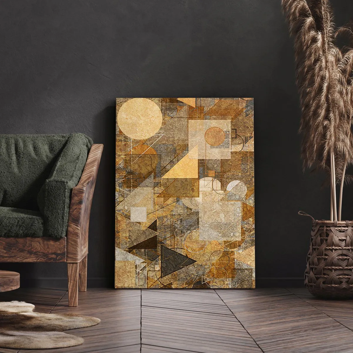 Canvastavla - Bild på duk - Kubistisk studie i brun - 50x70 cm