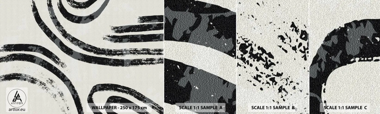 Provbit av självhäftande fototapet Deluxe Sticker - Halvstoppad - Minimalism, Streck, Boho - 100x30 cm