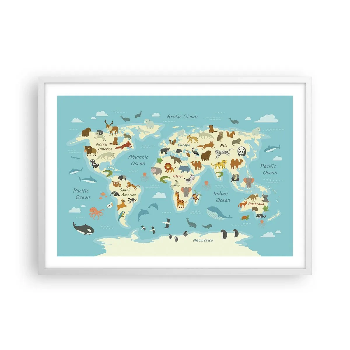 Affisch i vit ram - Goda grannar - 70x50 cm