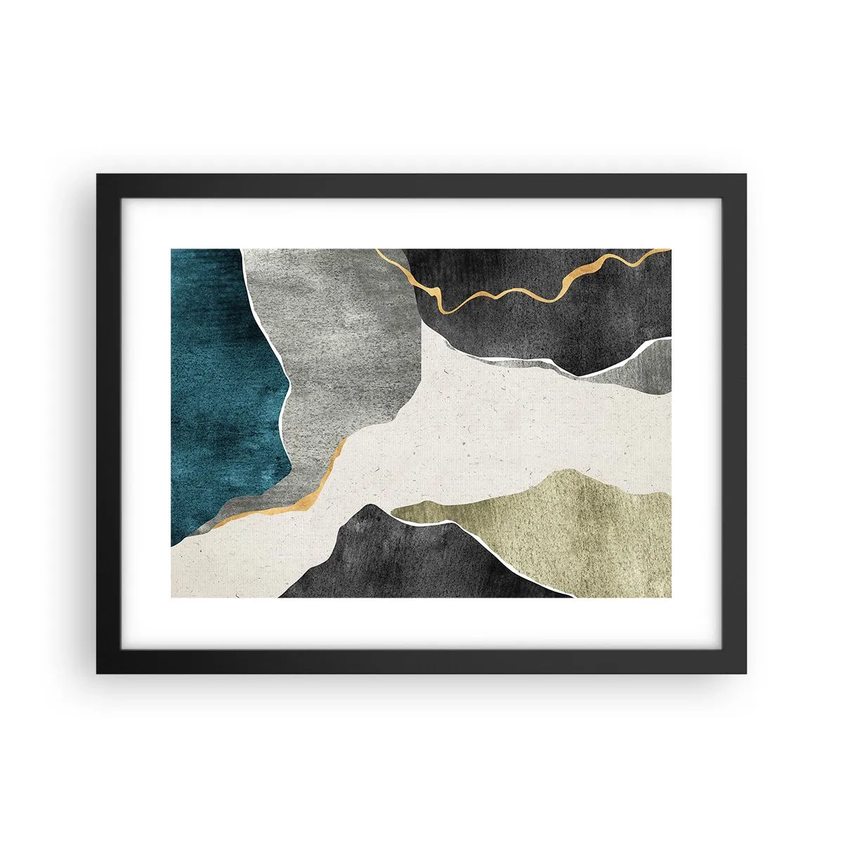 Affisch i svart ram - Mosaikkomposition med en guldtråd - 40x30 cm