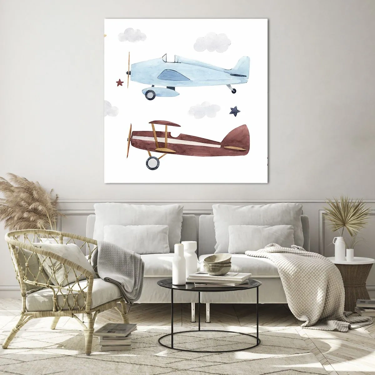 Glastavla - Bild på glas - Herr pilot, vi väntar! - 40x40 cm