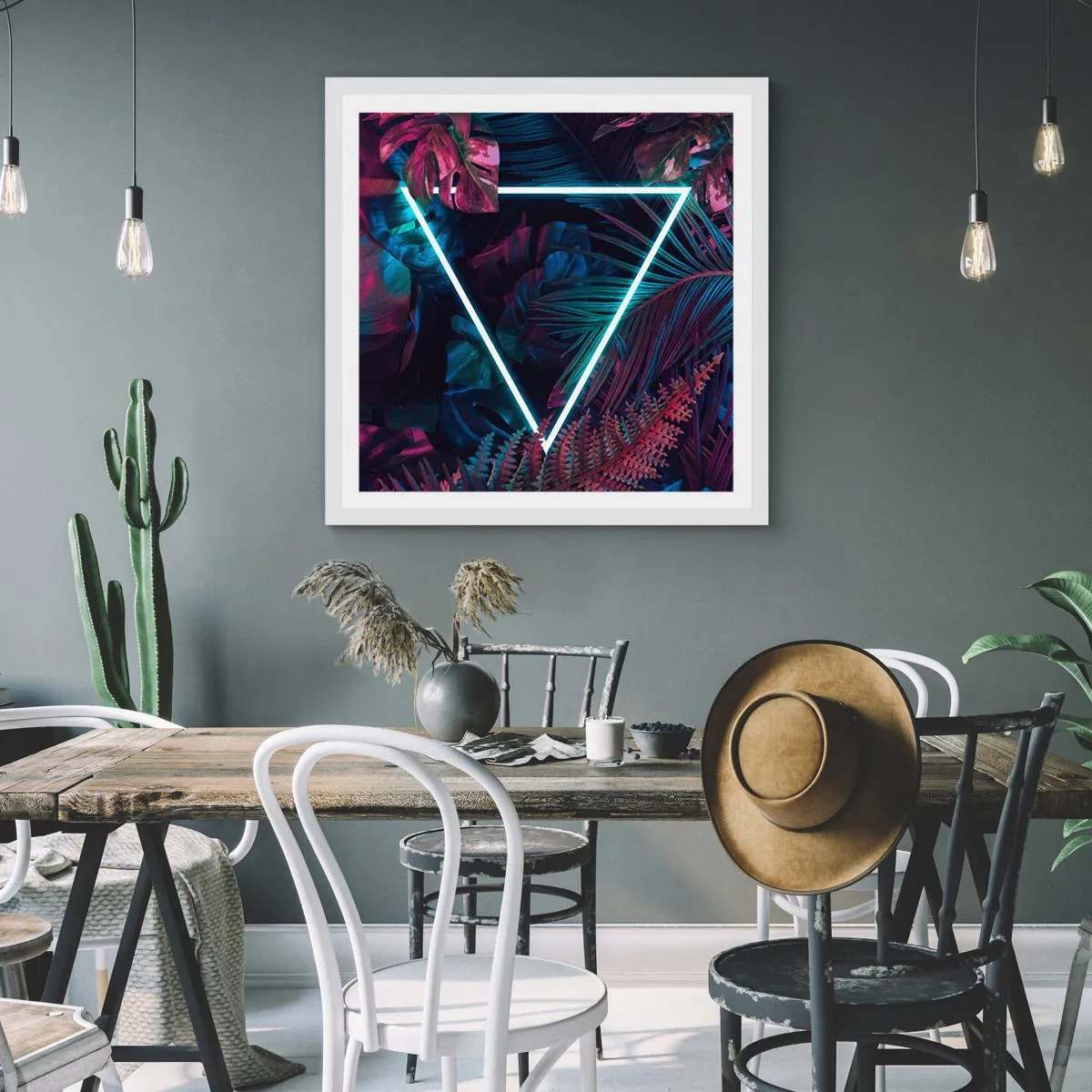 Affisch i vit ram - Trädgård i retrostil - 30x30 cm