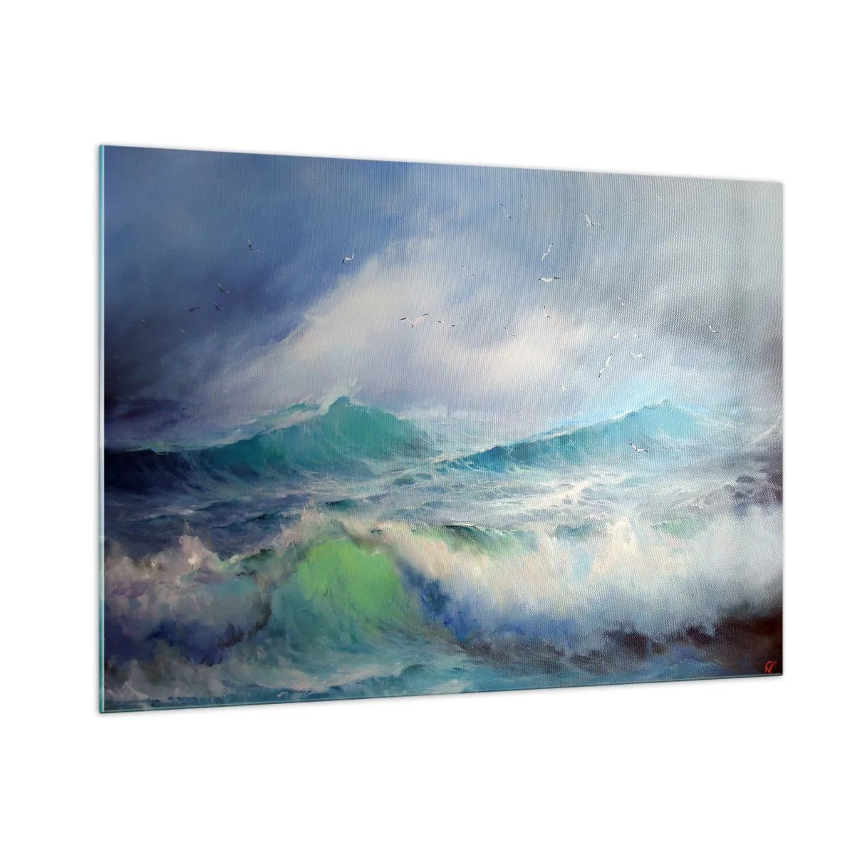 Glastavla - Bild på glas - "Orkanen vrålade med triumf…' - 100x70 cm