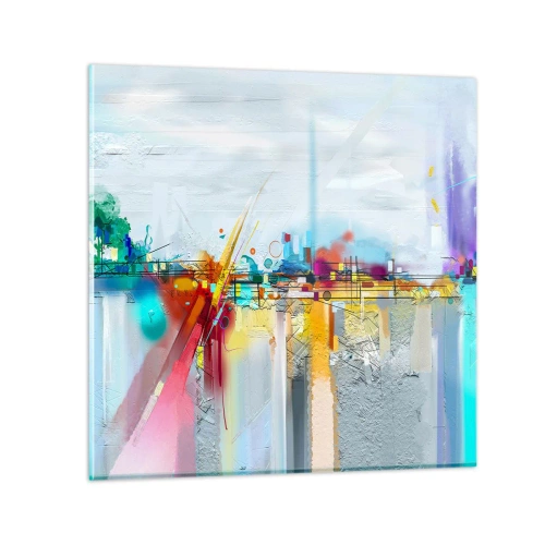 Glastavla - Bild på glas - Glädjens bro över livets flod - 30x30 cm
