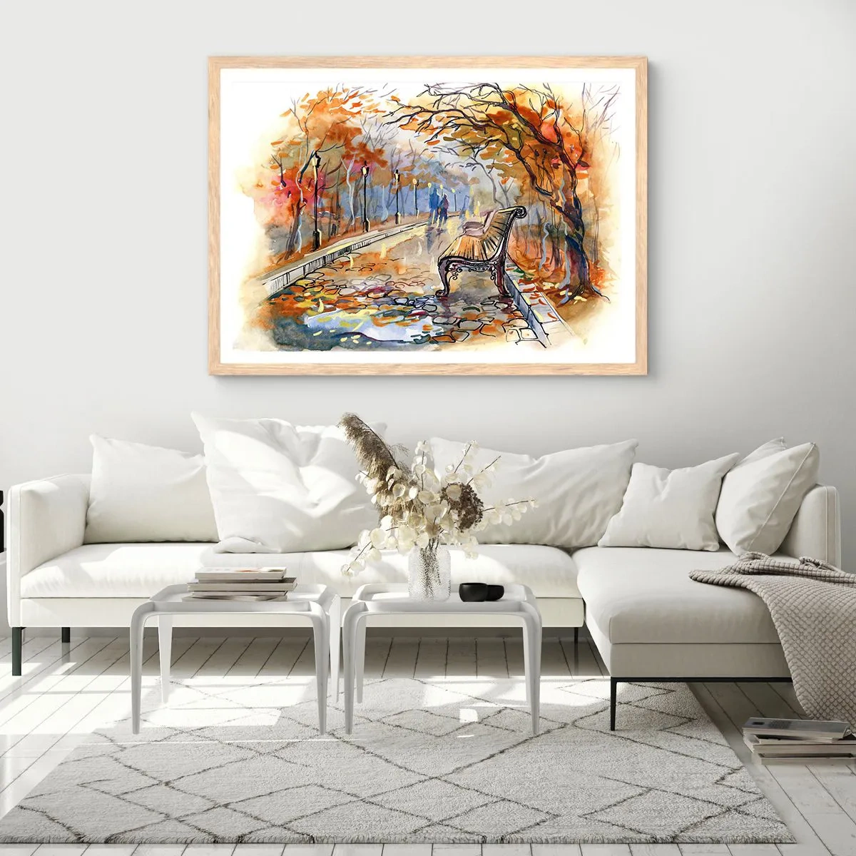 Affisch i ram av ljusek - Vandra tillsammans mot hösten - 91x61 cm