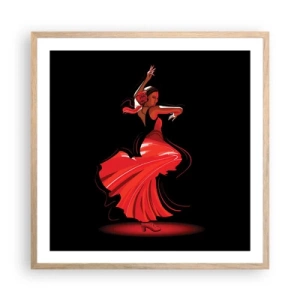 Affisch i ram av ljusek - Flamencos brinnande anda - 60x60 cm