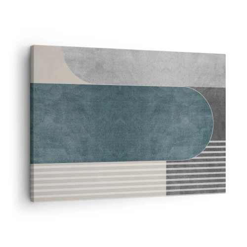 Canvastavla - Bild på duk - Geometrisk abstraktion i nyanser av grått och grönt - 70x50cm - Horisontell komposition - Modern väggdekoration för vardagsrum och sovrum ARTTOR