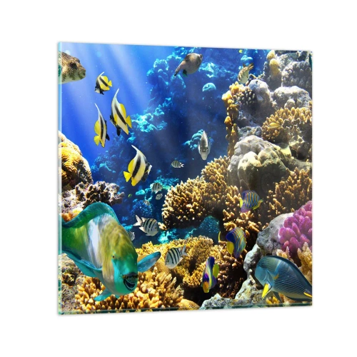 Glastavla - Bild på glas - Hög trafik på sommarleden - 30x30 cm