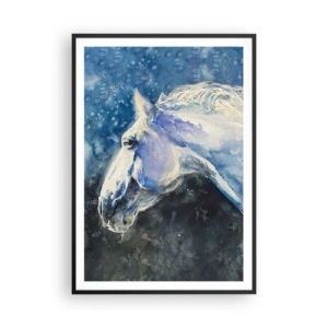 Affisch i svart ram - Porträtt i blått sken - 70x100 cm