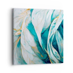 Canvastavla - Bild på duk - Blå abstraktion med guldmotiv - 30x30 cm