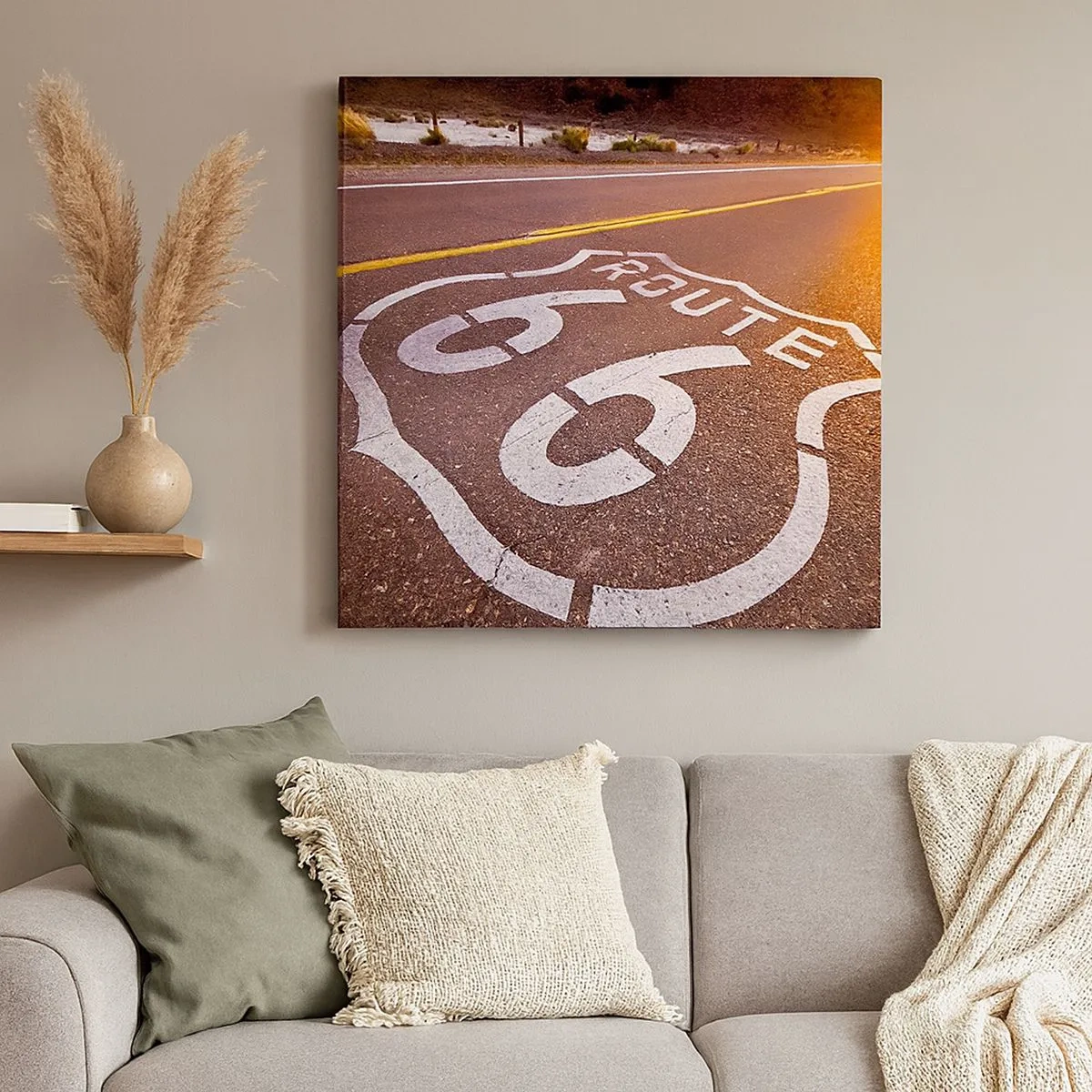 Canvastavla - Bild på duk - Den kända Route 66 - 30x30 cm