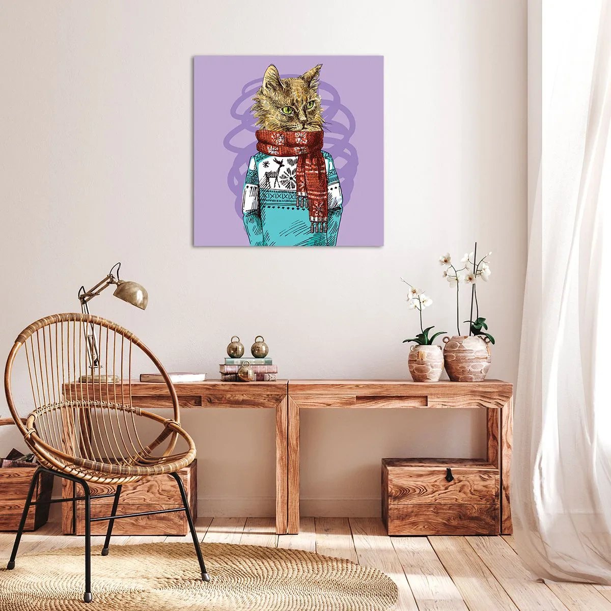 Canvastavla - Bild på duk - Mästerkatten - 40x40 cm
