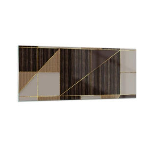 Glastavla - Bild på glas - Mosaik av brun och guld - 100x40 cm