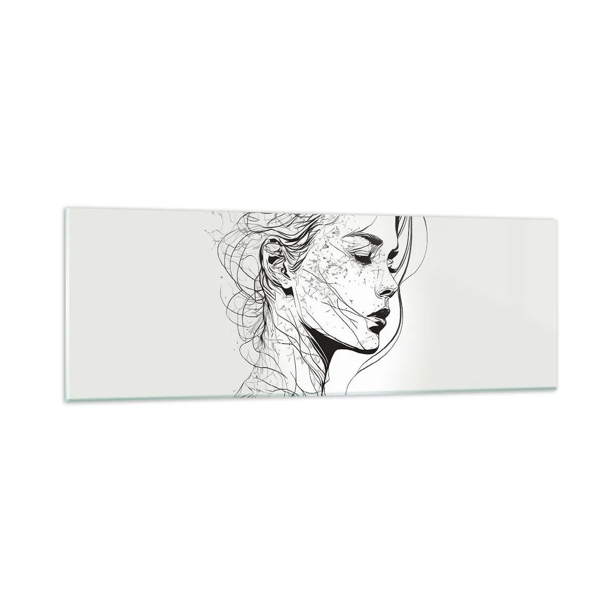 Glastavla - Bild på glas - Porträtt i drömmar - 90x30 cm